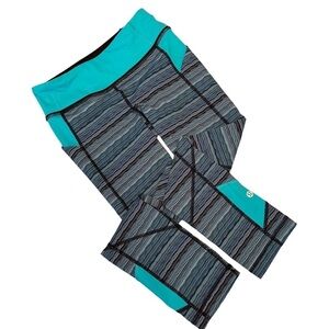 LULULEMON ATHLETICA Pace Rival Crop Dye Twist Naval Blue Peacock W6G65S Size 4